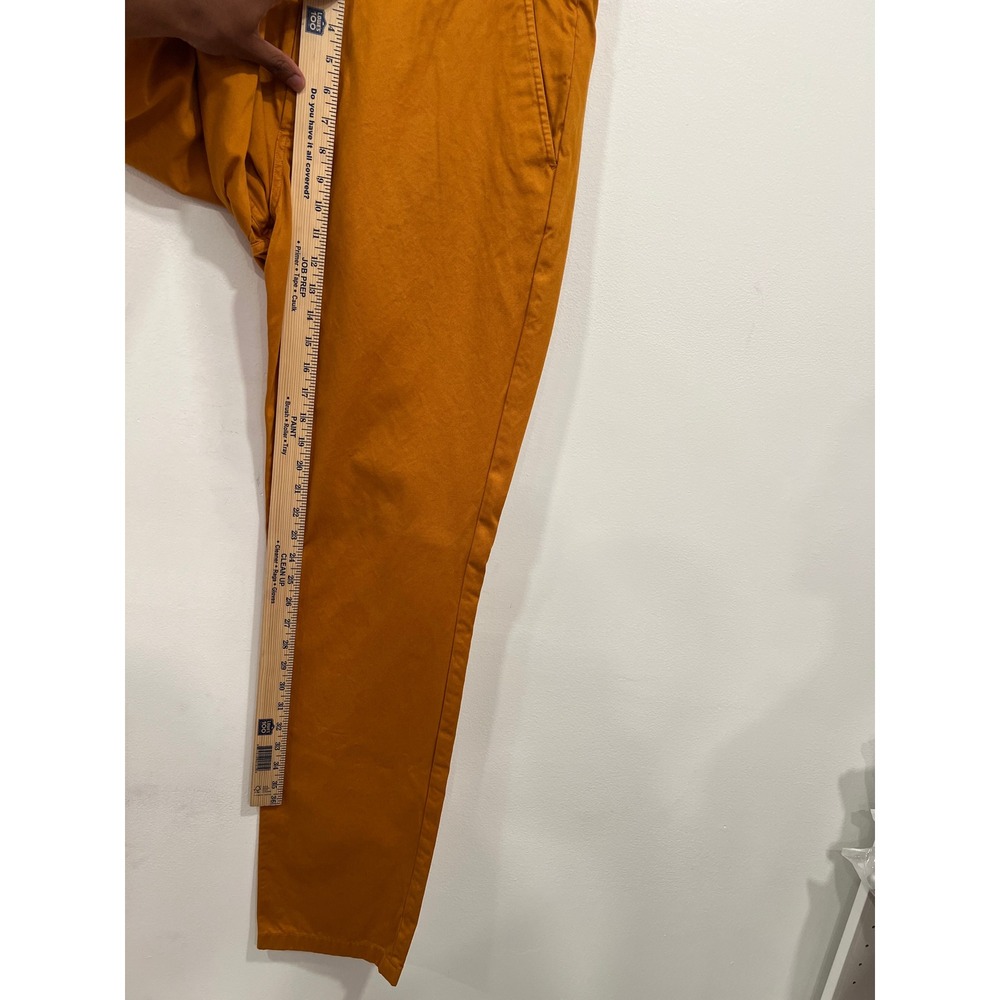 Fred Perry Chino Pants Mens 36 Orange Cotton Straight Leg Mustard Twill Trousers - Picture 4 of 12